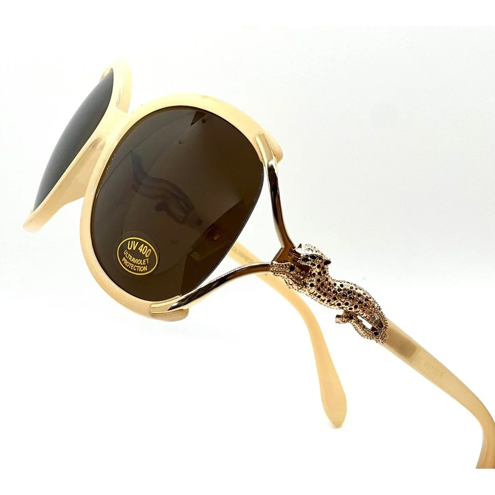 Womens Designer Inspired‎ Sunglasses, Leopard Embellished Frame UV400 Unique New